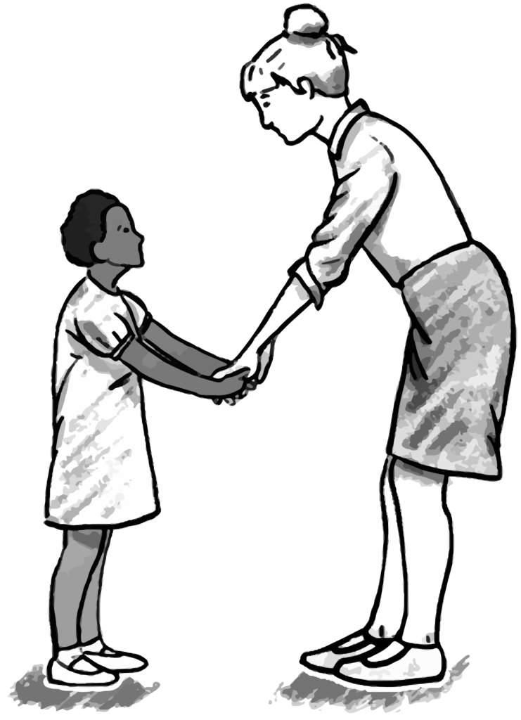 Nanny holding hands with a child