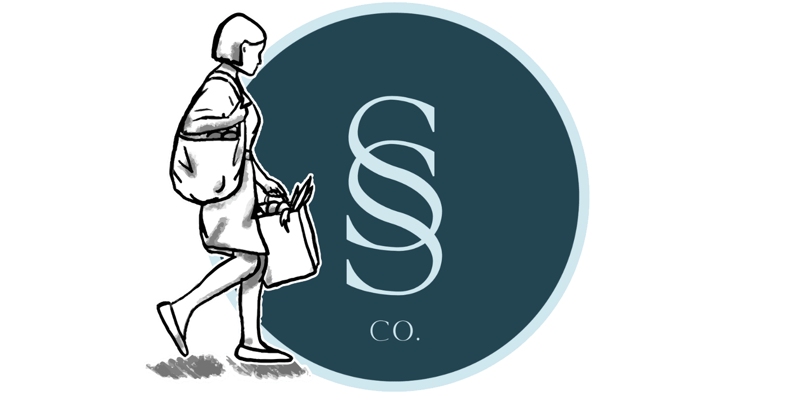 Seaside staffing logo with family assistant carrying groceries