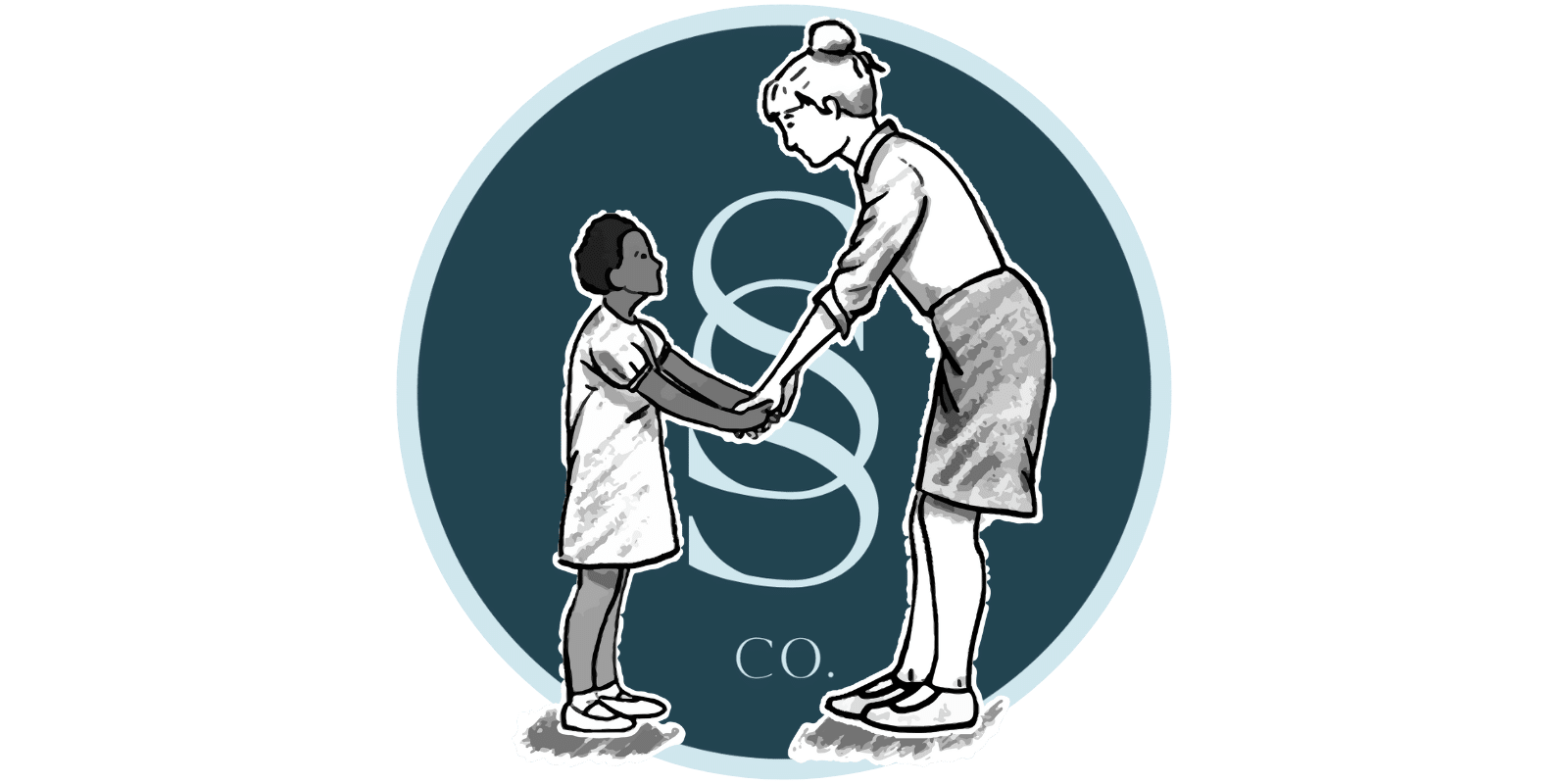 Seaside staffing logo with nanny playing with child
