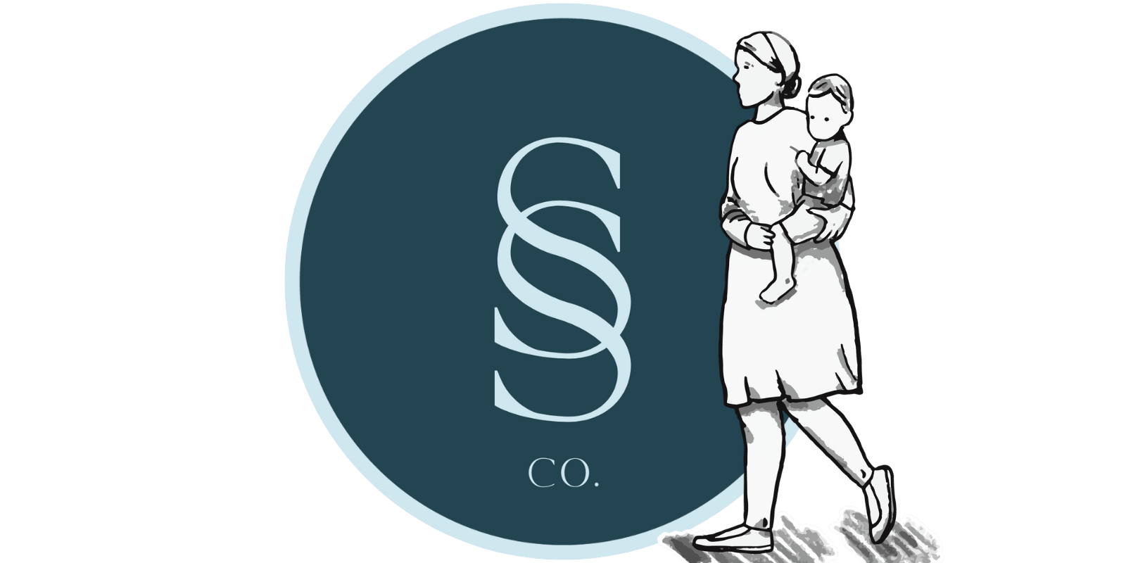 Seaside staffing logo with nanny carrying baby