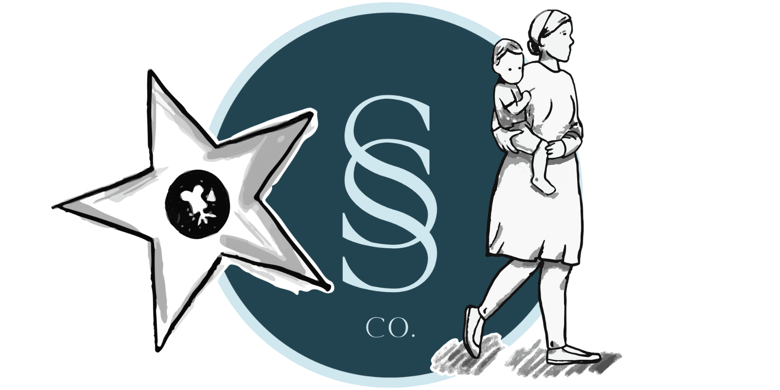 Seaside logo with Los Angeles walk of fame Star with Nanny Housekeeper holding baby