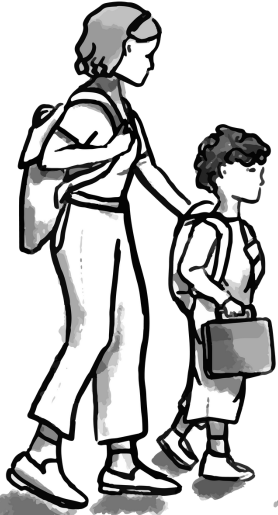 Nanny with school age kid Personal assistant logo