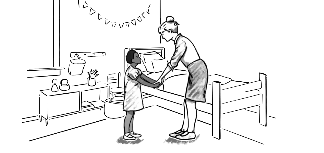 Nanny in Bedroom with child Nanny in bedroom with child